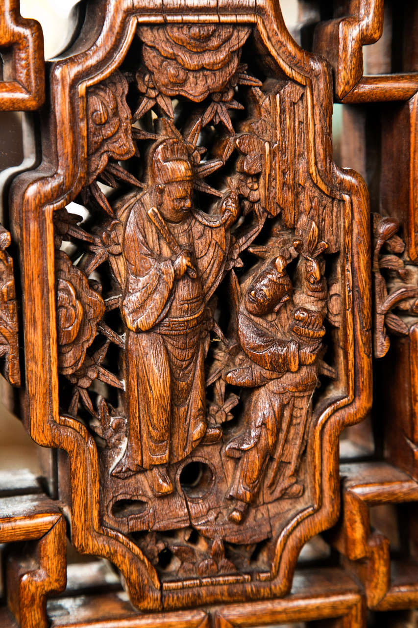 Pair Chinese Hardwood   Carved Panels 2
