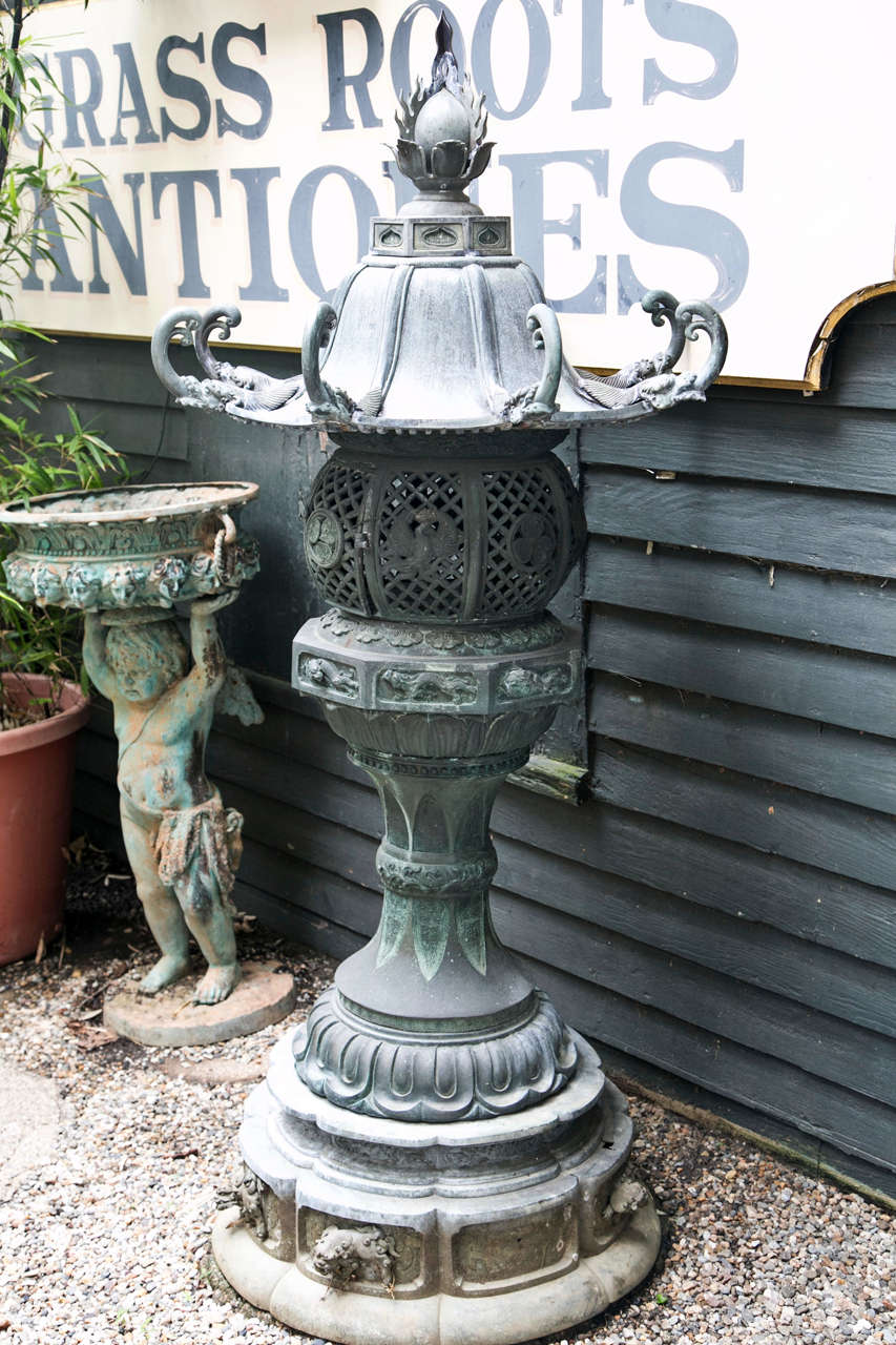 Large Bronze Japanese Garden Lantern For Sale 3