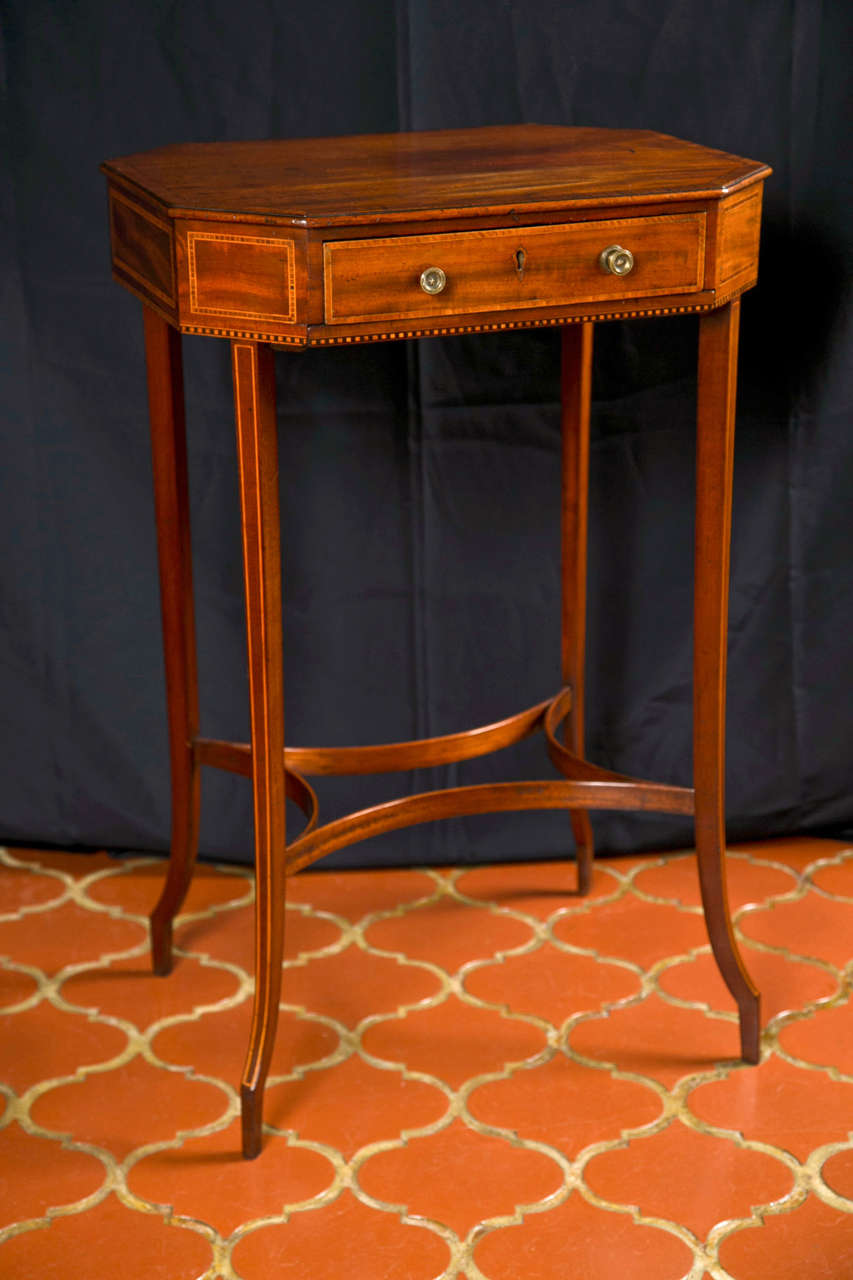 Small Octagonal Side Table with Stretcher 5