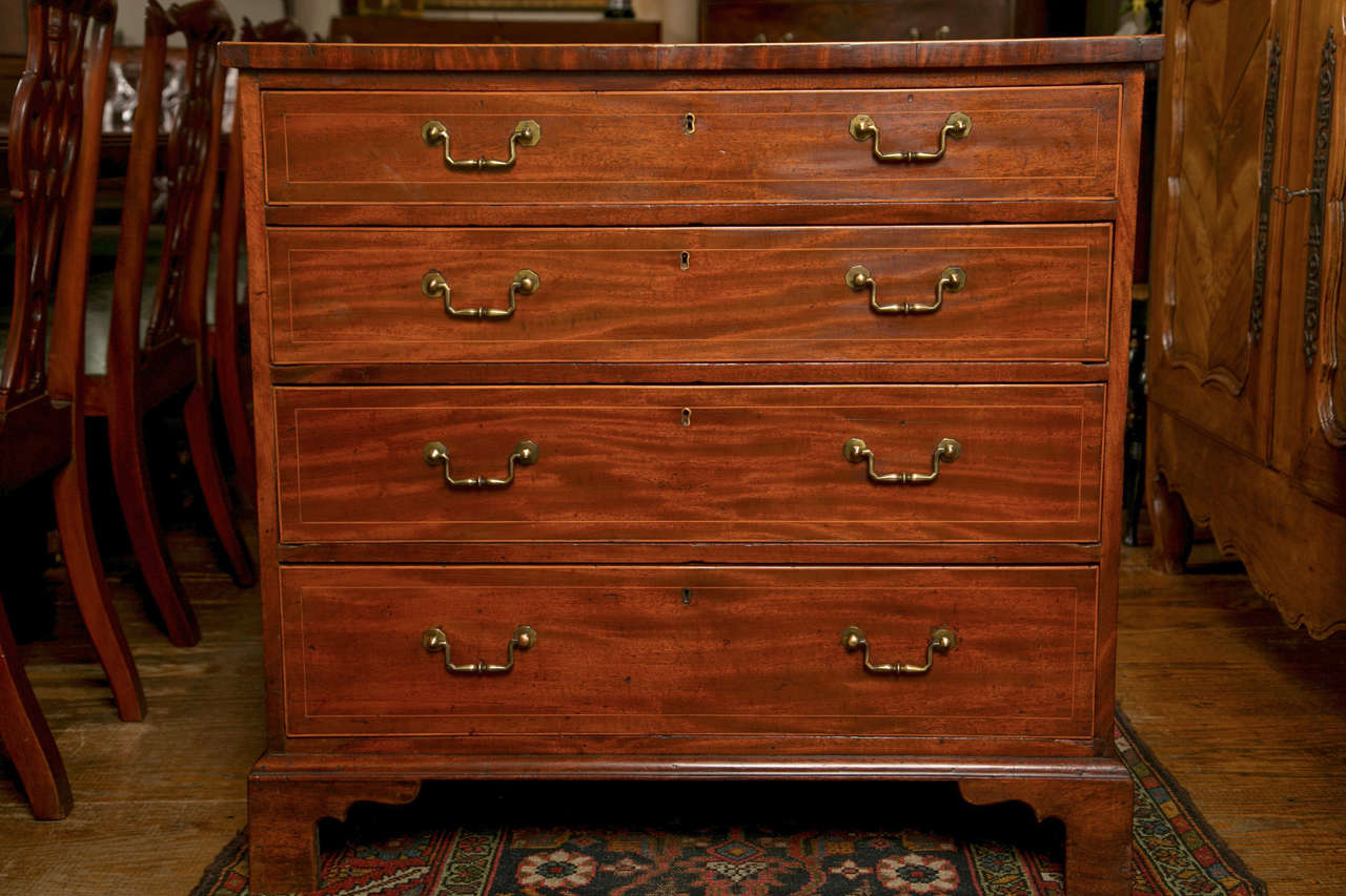 Mahogany Bachelor's Chest of Drawers with Banding For Sale at 1stdibs