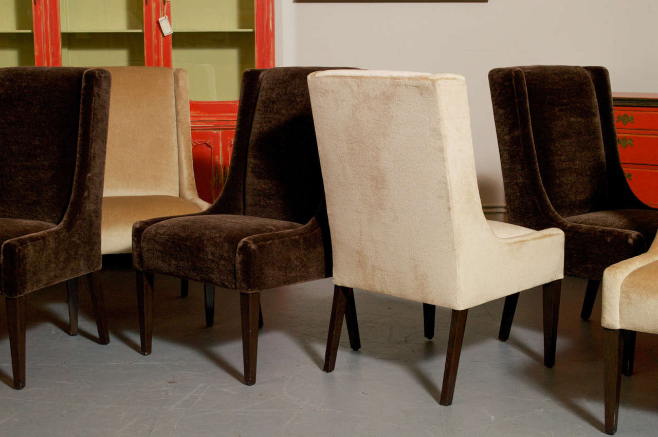 Six A. Rudin Dining and/or Game Chairs In Mohair 