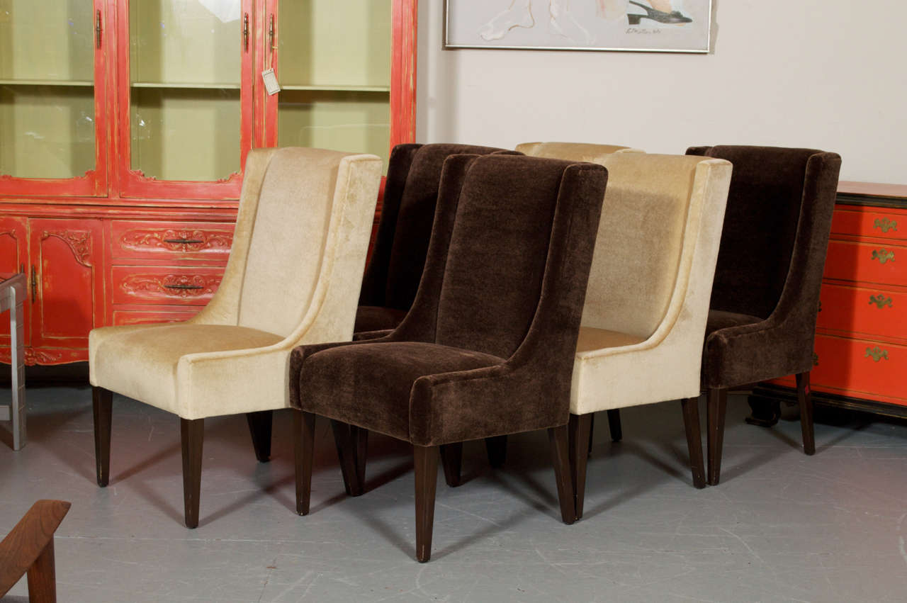Six A. Rudin Dining and/or Game Chairs In Mohair 