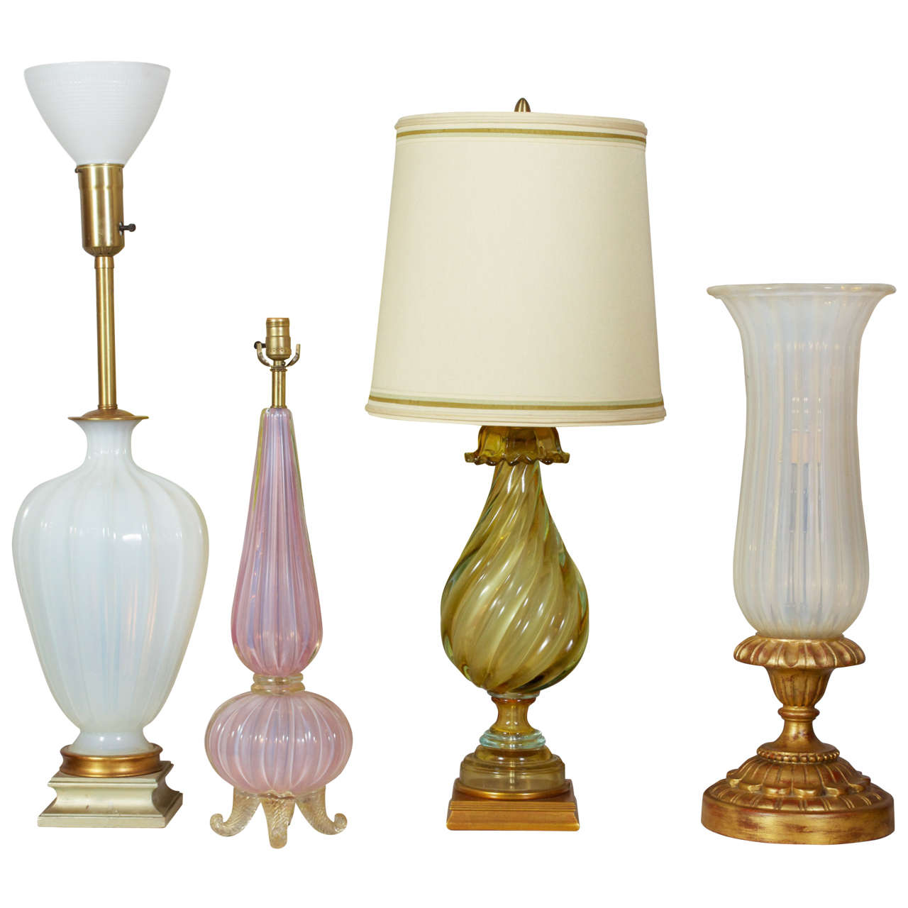 Chic Vintage Set Of Three Murano A. Seguso Table Lamps