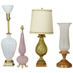 Chic Vintage Set Of Three Murano A. Seguso Table Lamps