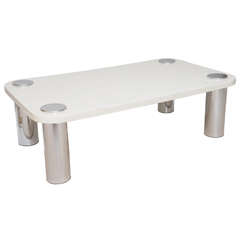 Chic Bone and Polished Stainless Steel Coffee Table