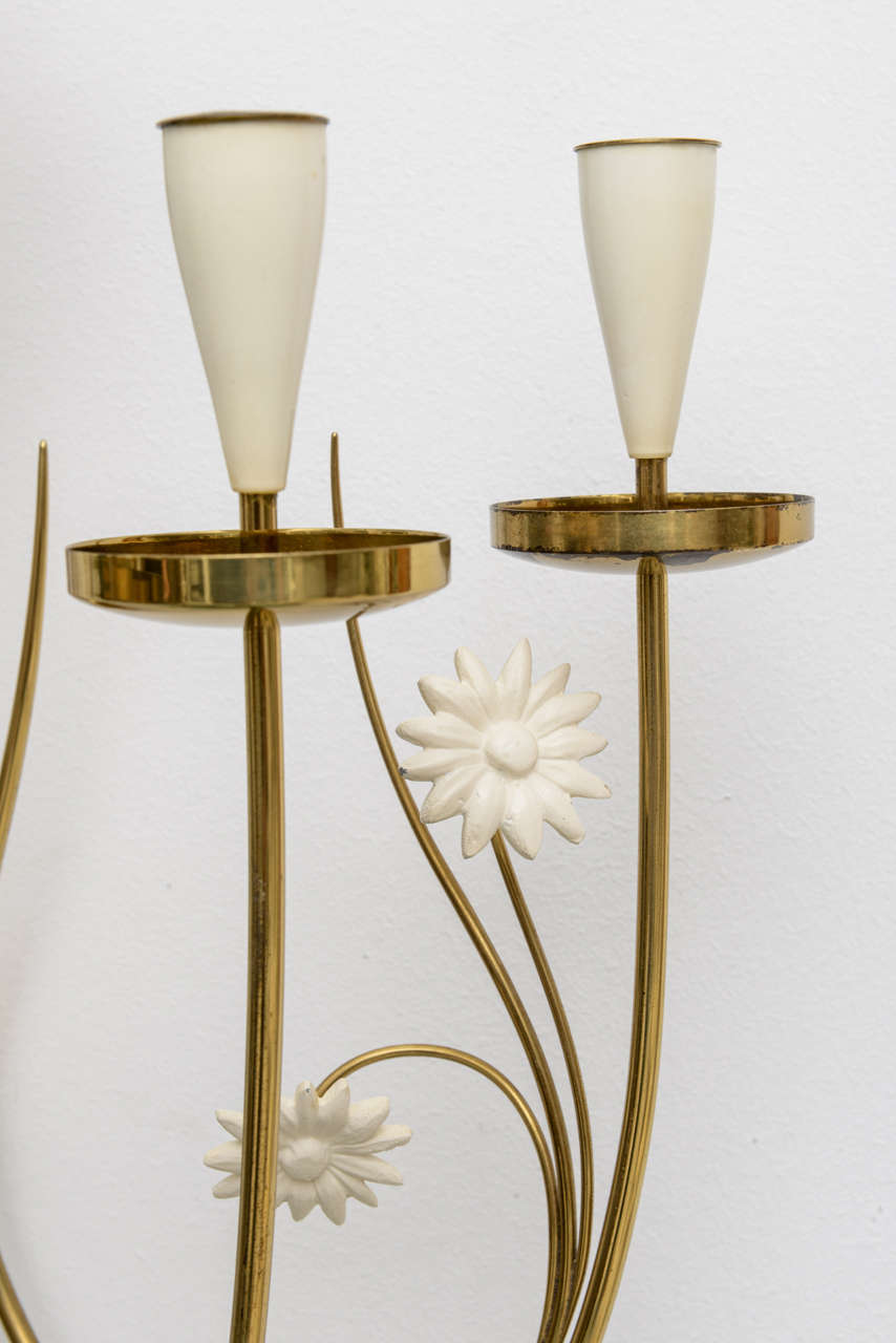 Mid-20th Century Large-Scale 50's Italian Brass Candle Sconce For Sale