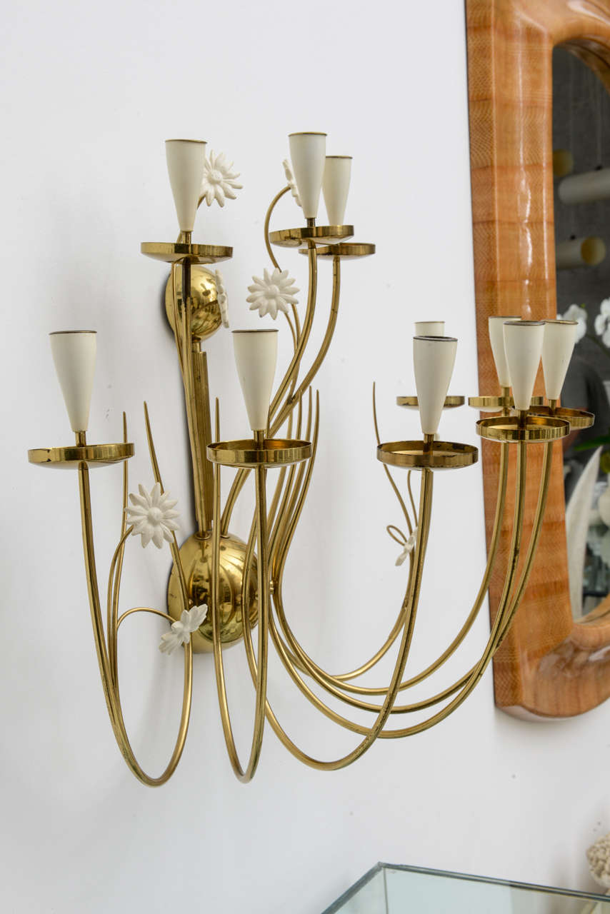 Large-Scale 50's Italian Brass Candle Sconce For Sale 3