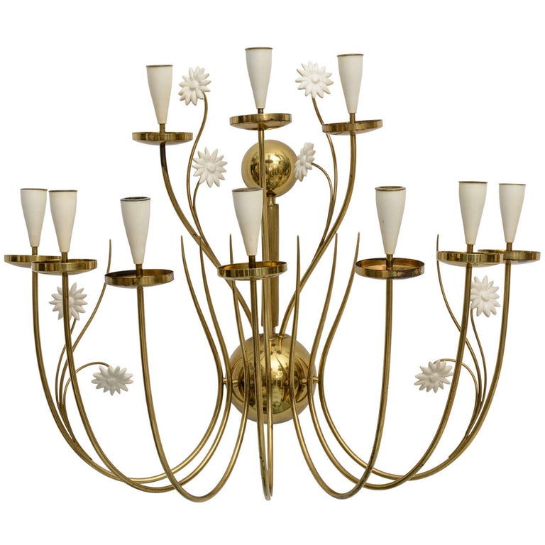 Large-Scale 50's Italian Brass Candle Sconce For Sale