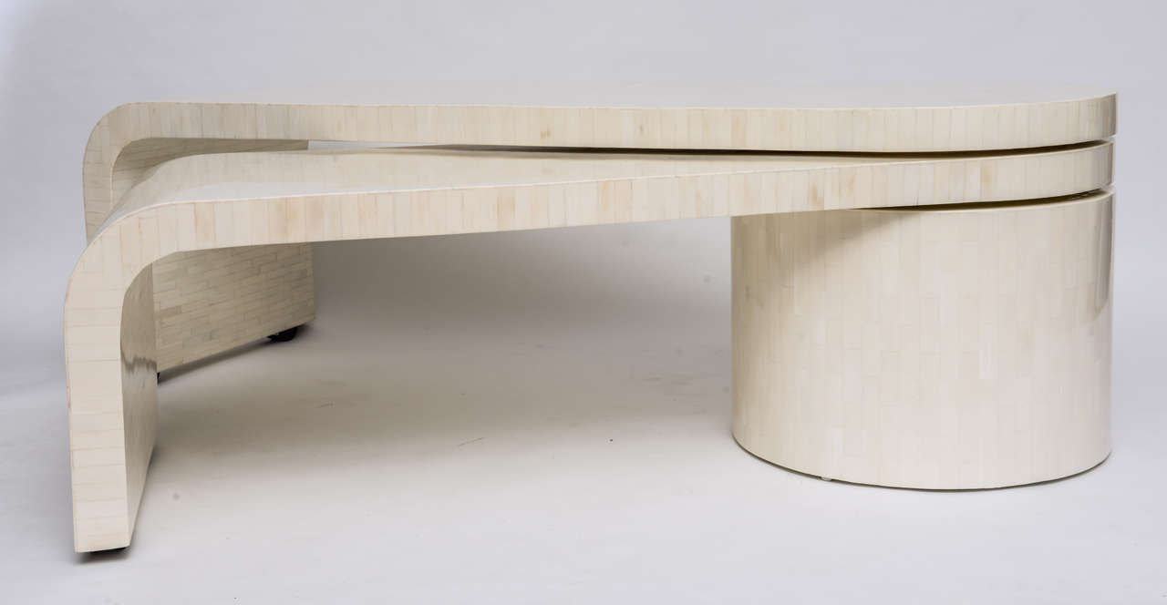 Colombian Tesselated Bone Double-Tiered Coffee Table