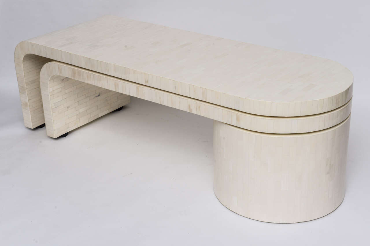 Late 20th Century Tesselated Bone Double-Tiered Coffee Table