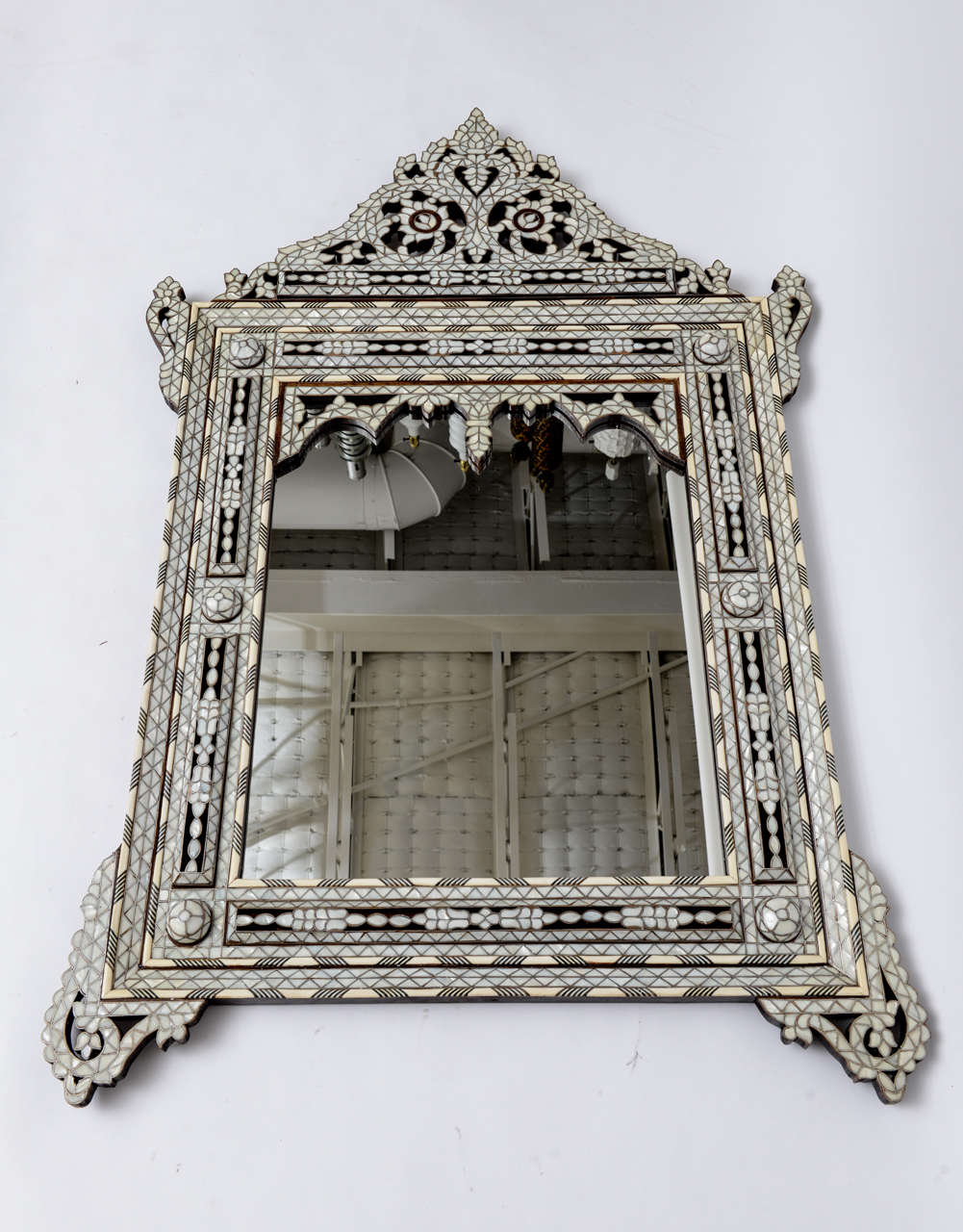 Large Syrian Mirror in Mother-of-Pearl and Bone 4