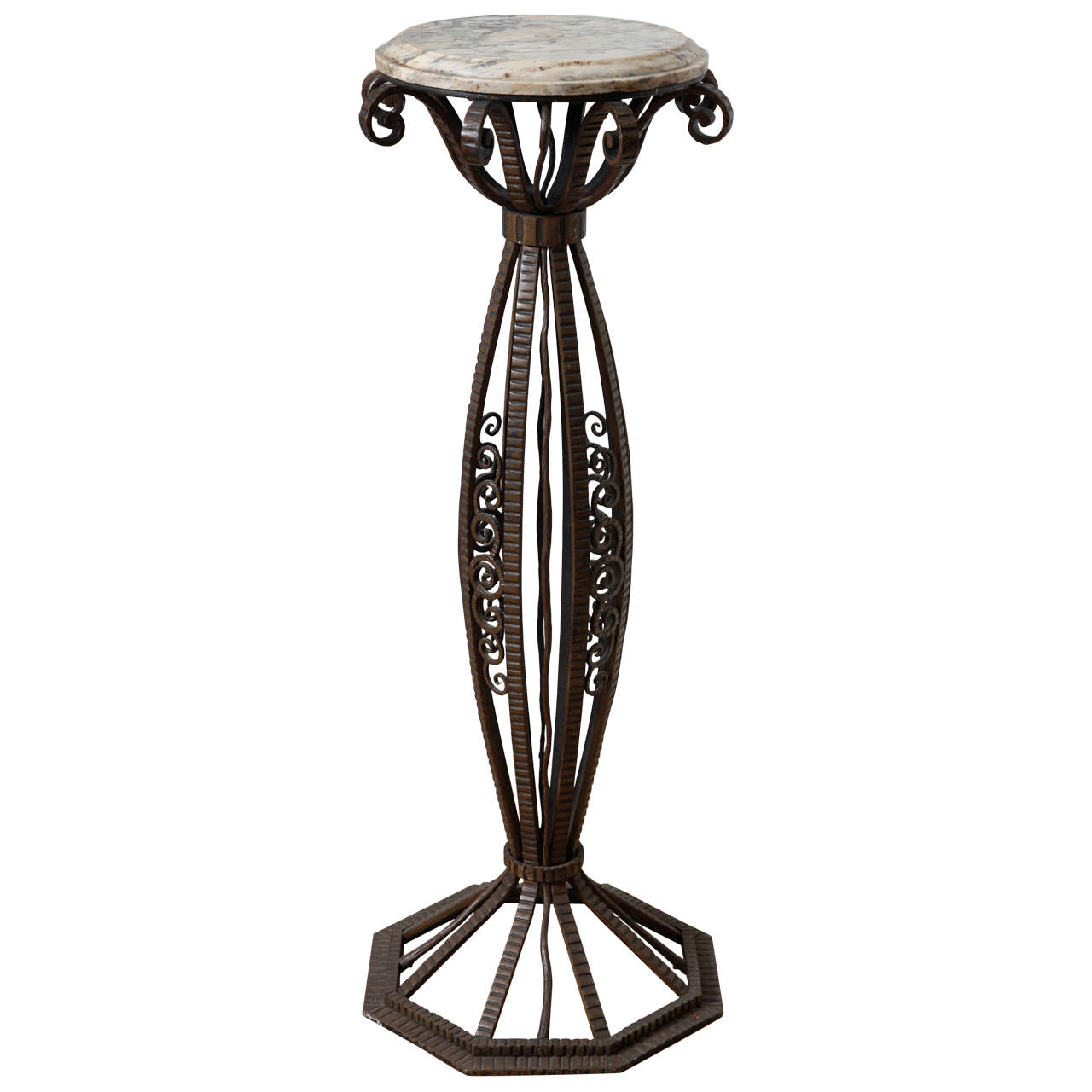 Art Deco Circular Wrought Iron Pedestal For Sale