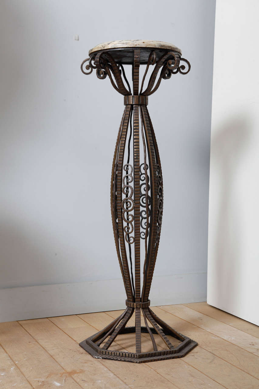 Belgian Art Deco Circular Wrought Iron Pedestal For Sale