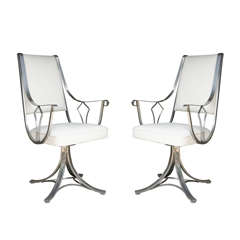 Two Midcentury Chrome with Vinyl Chairs