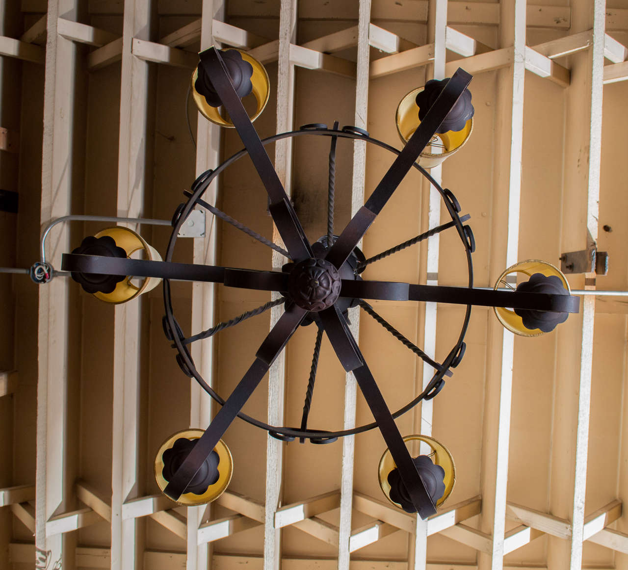 ON SALE Chandelier Early 1900s French iron chandelier, rewired. For Sale 1