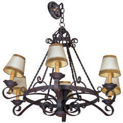 ON SALE Chandelier Early 1900s French iron chandelier, rewired.