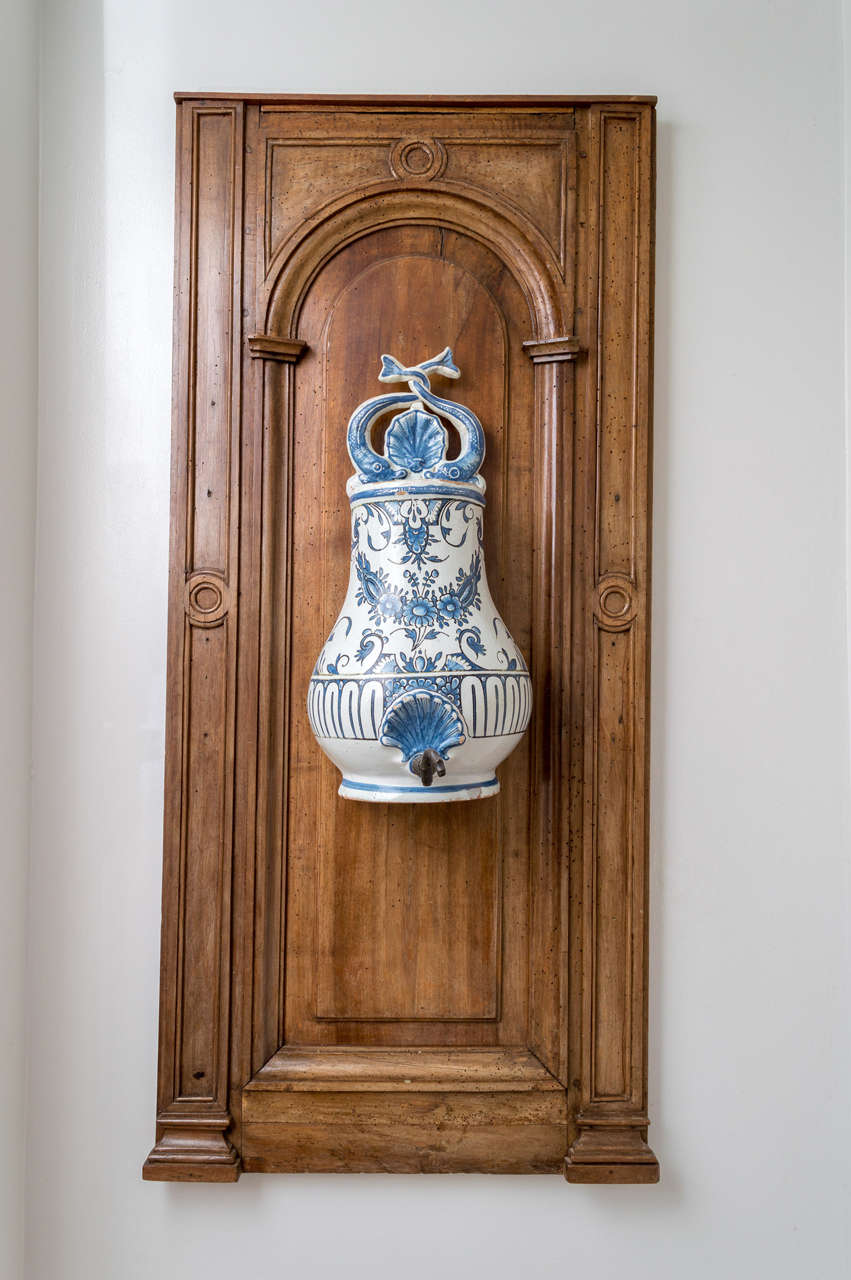 18th century French lavabo on 18th century panel (missing bowl).