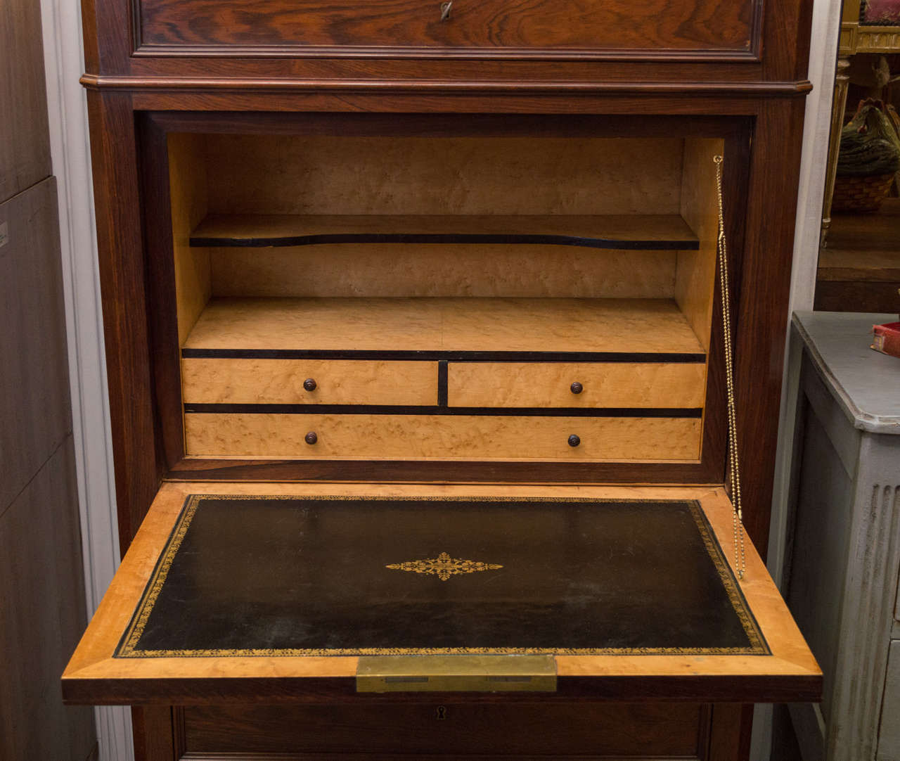 Birdseye Maple 19th Century Louis Philippe Drop-Front Desk