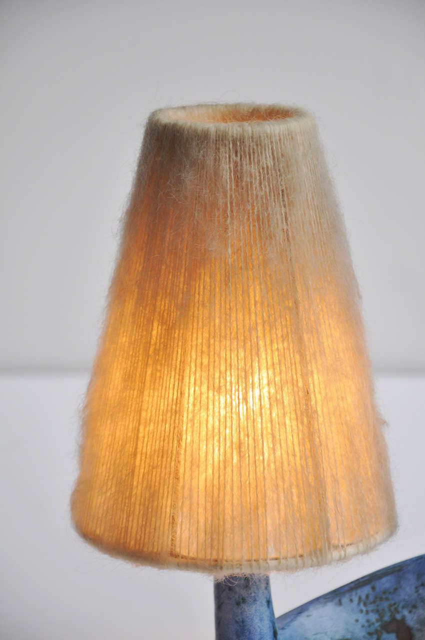 Modern 1950s Table Lamp by Jacques Blin with Original Shade