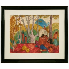"Aprés-Midi Chez Les MöIs, " Watercolor by André Maire, circa 1949