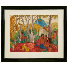 "Aprés-Midi Chez Les MöIs," Watercolor by André Maire, circa 1949