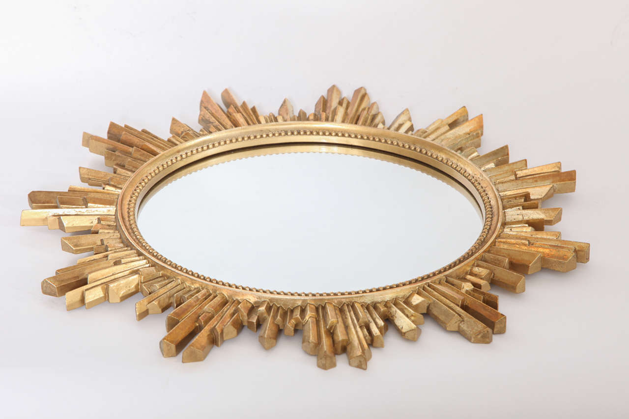 Gold Sunburst Mirror In Excellent Condition In New York, NY