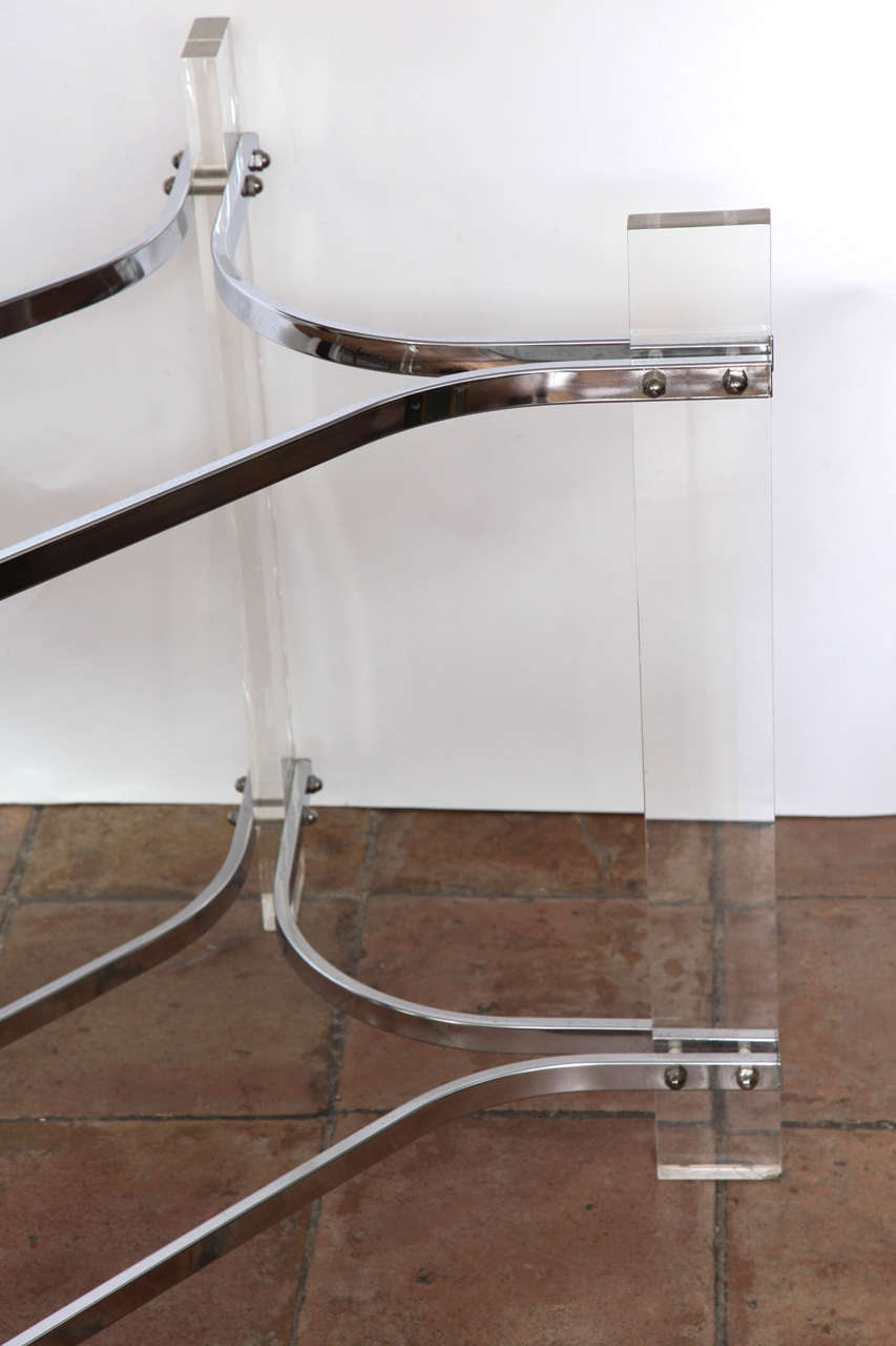 American Charles Hollis Jones Glass and Lucite Console Table For Sale