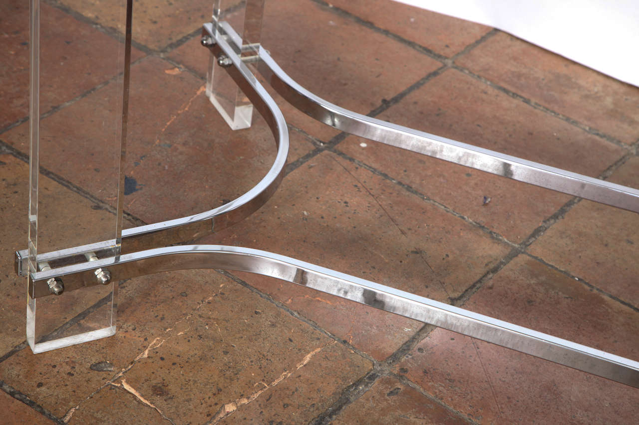 Late 20th Century Charles Hollis Jones Glass and Lucite Console Table For Sale