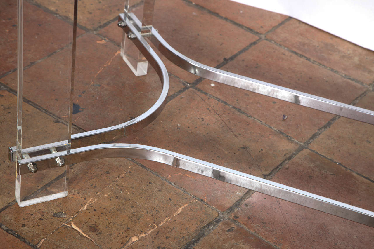 Fin du 20e siècle Table console en verre et lucite Charles Hollis Jones en vente