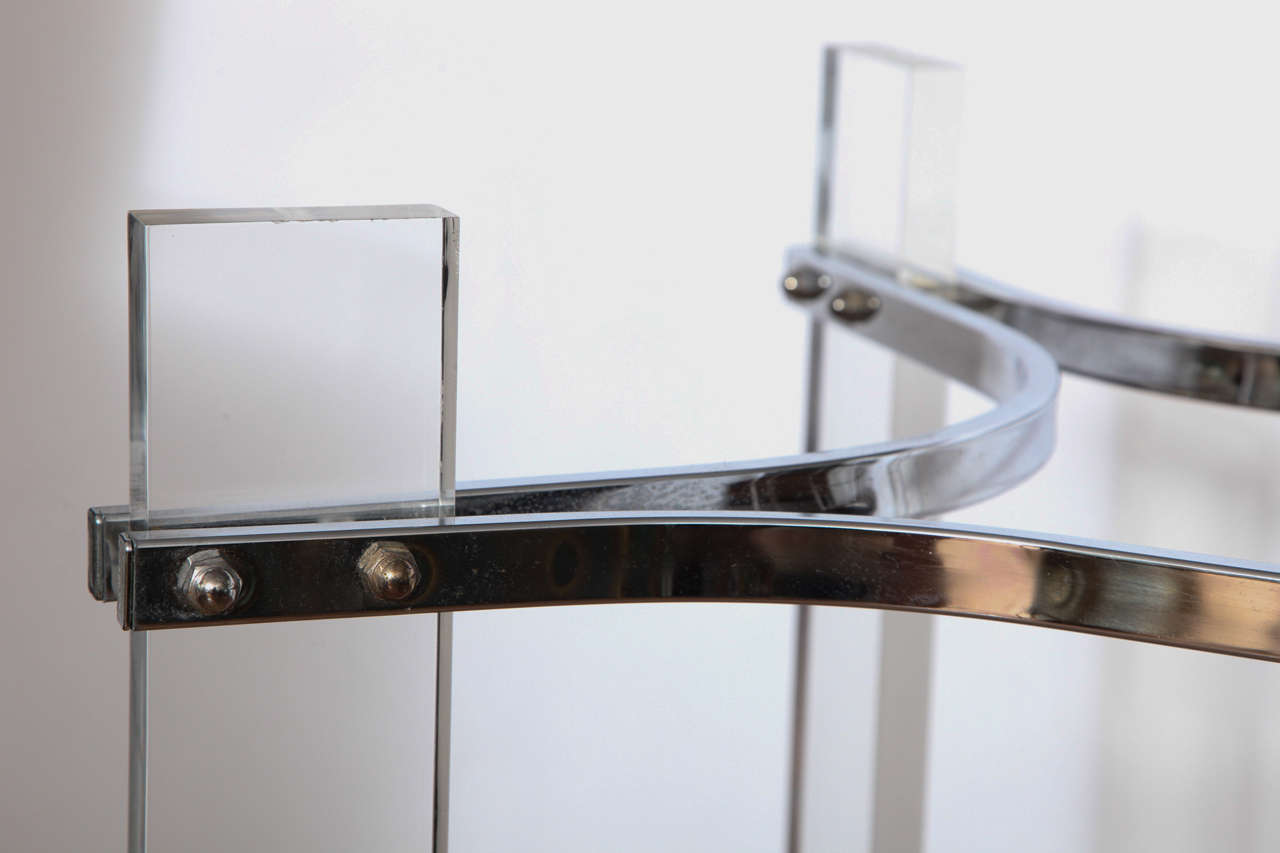 Charles Hollis Jones Glass and Lucite Console Table For Sale 1