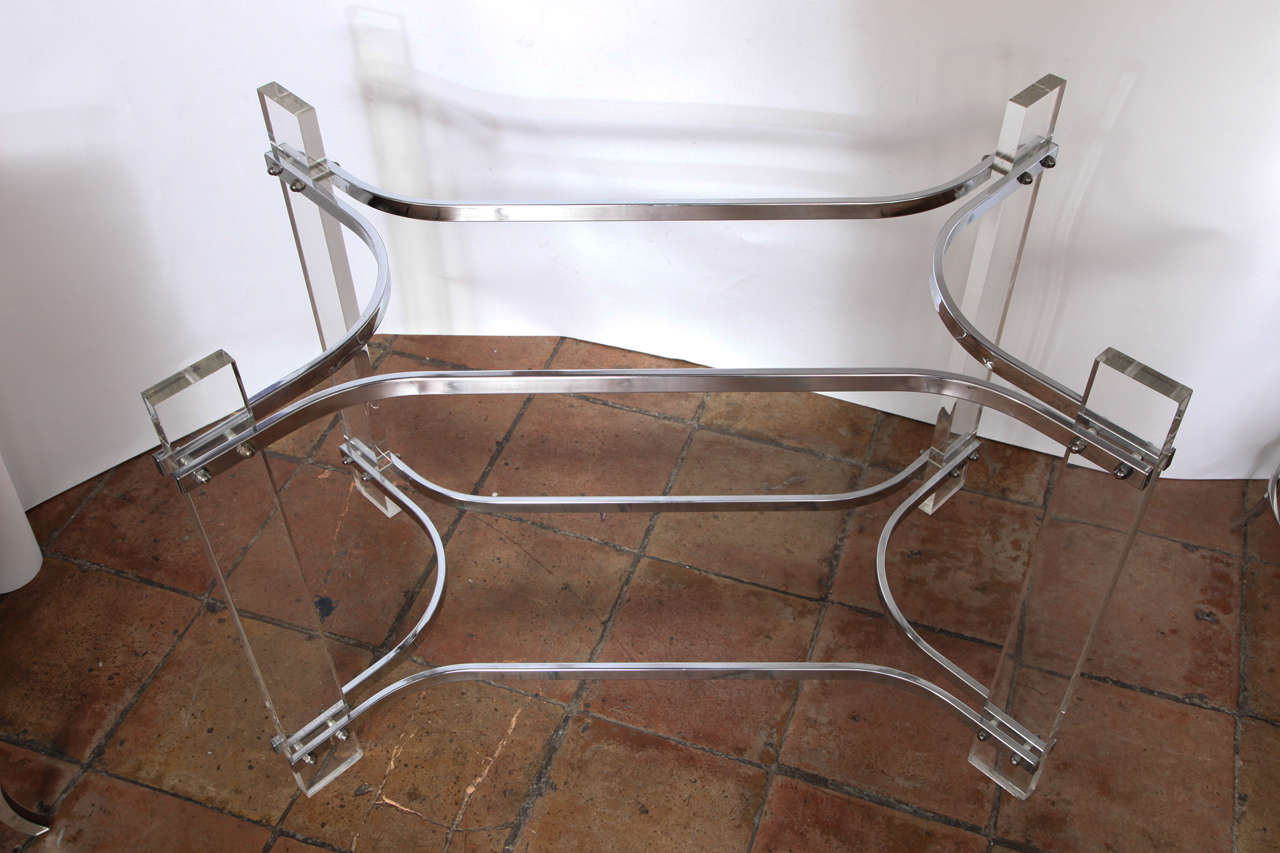 Charles Hollis Jones Glass and Lucite Console Table For Sale 3