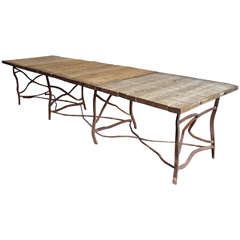 Antique Extra Long Rusty Base French Table