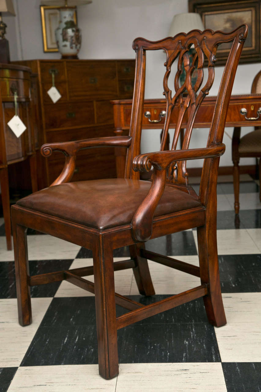 Contemporary Set of Ten Chippendale Style Dining Chairs For Sale