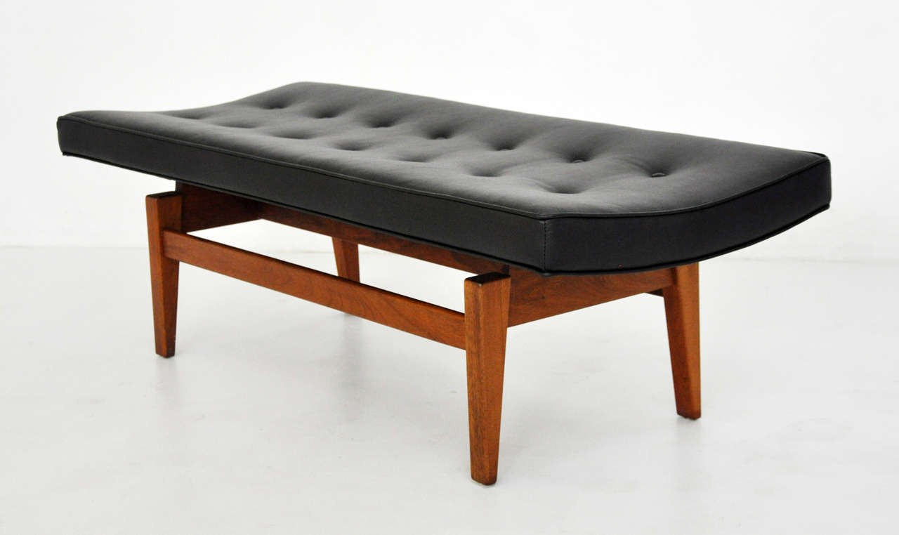 Floating top bench by Jens Risom. New leather upholstery.