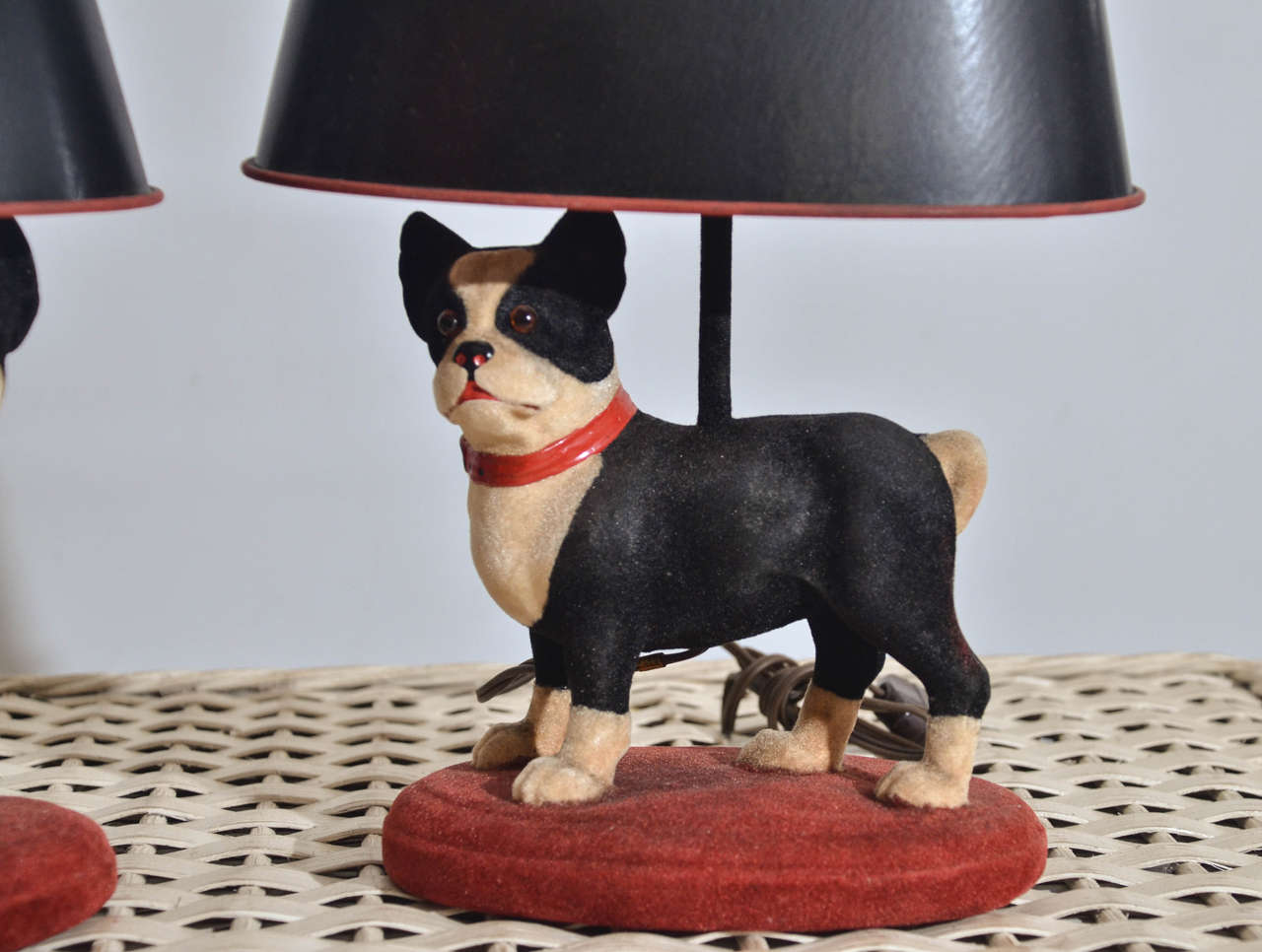 American Pair of Boxer Dog Lamps
