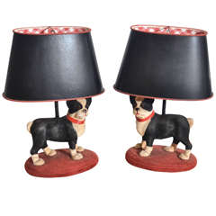Pair of Boxer Dog Lamps