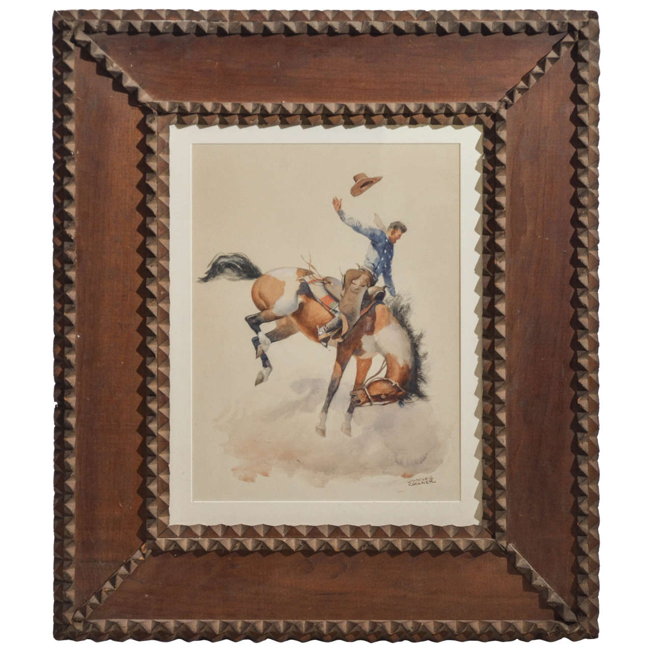 Illustration of Cowboy on Bucking Bronco