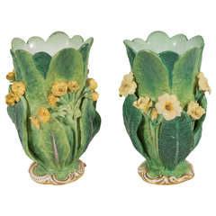 Pair of Small Green Minton Vases