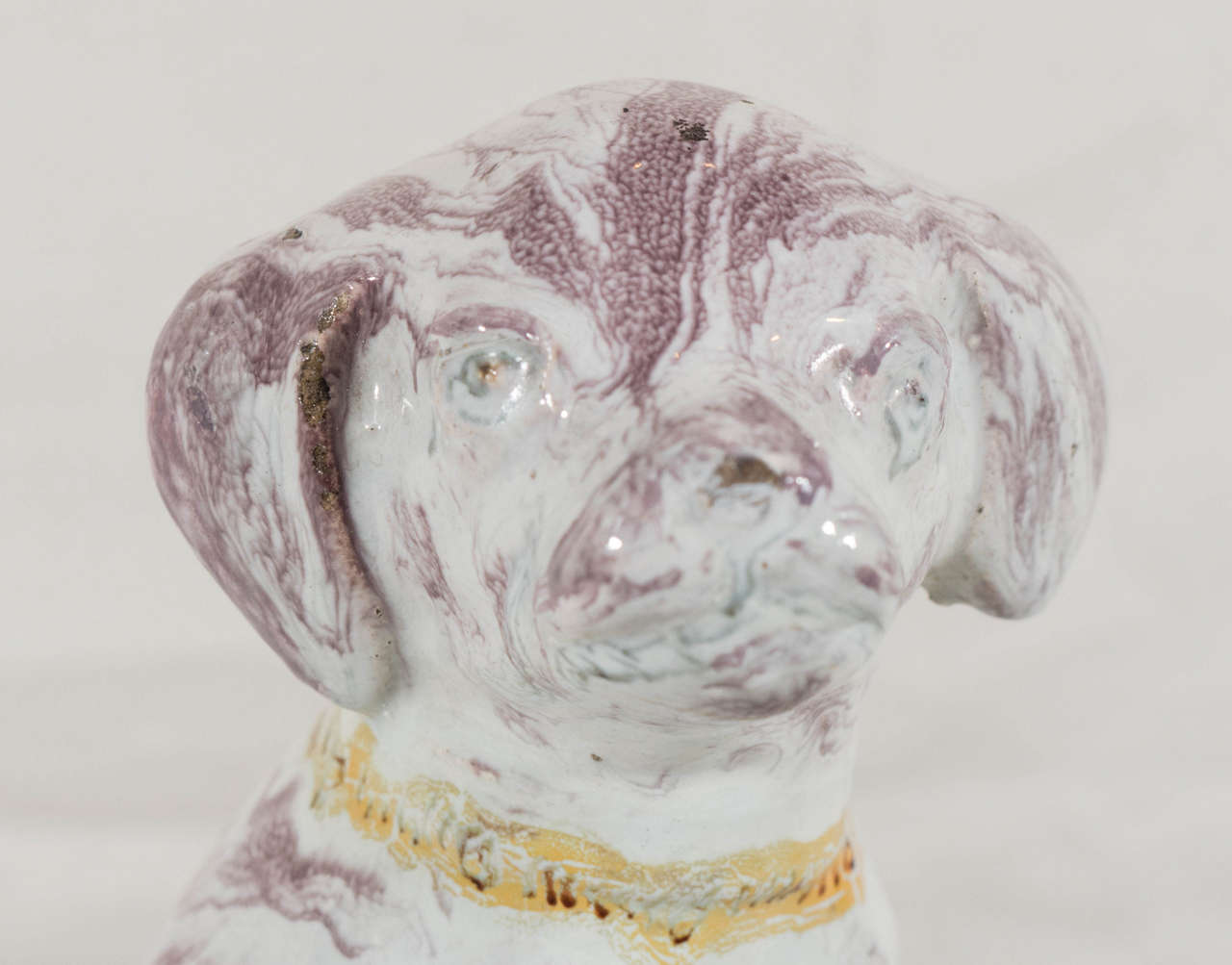 Rococo Antique 18th Century Faience Model of Spaniel Dog