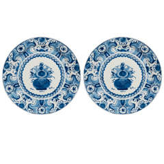 Pair of Dutch Delft Blue and White Chargers