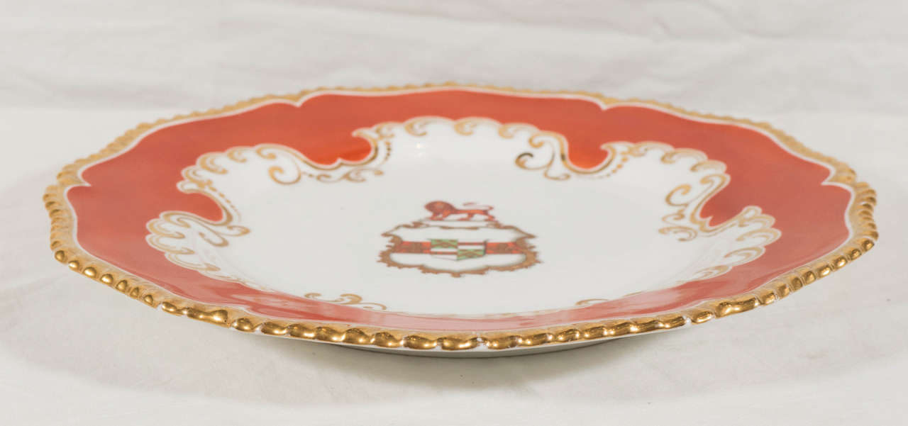 Porcelain Set of 9 Chamberlain's Worcester and Tiffany Armorial Soup Dishes