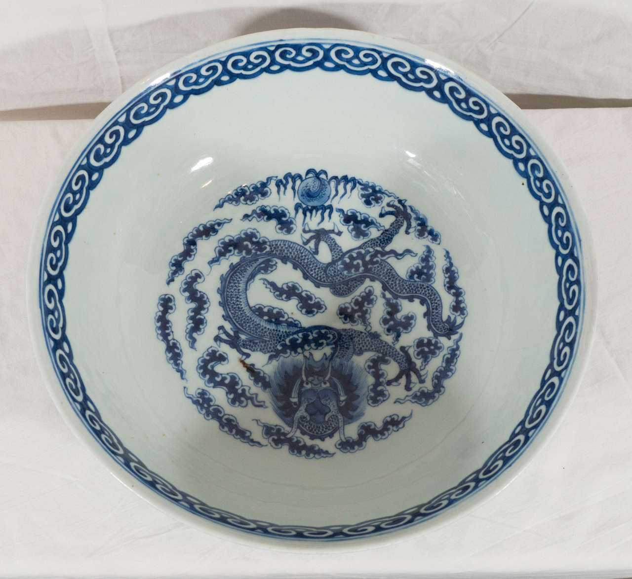 large blue and white bowls