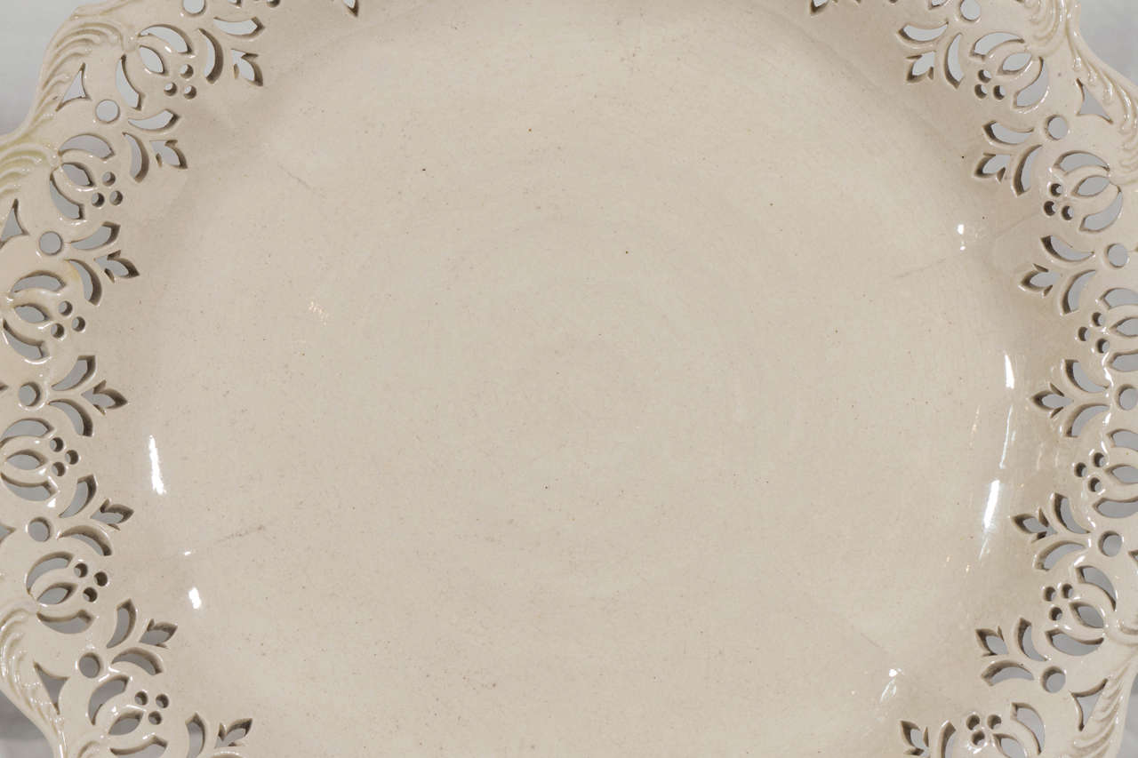 Neoclassical Pair of 18th Century Reticulated Leeds Pottery Creamware Dishes