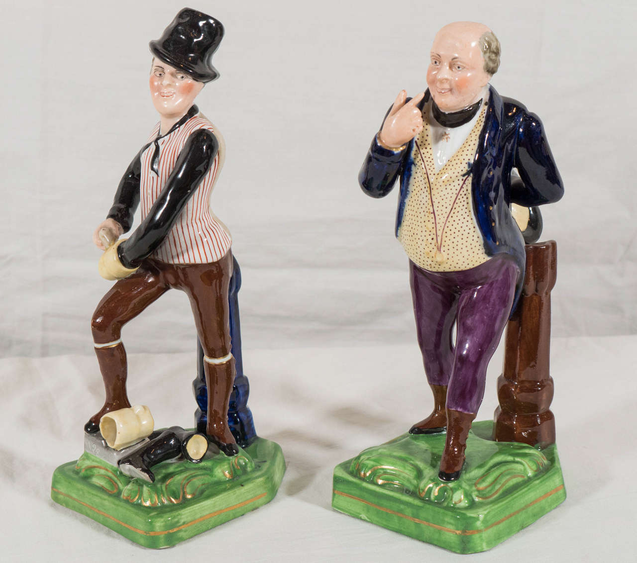 Early Victorian Staffordshire Figures Dickens' Mr Pickwick & Sam Weller the Bootblack circa 1840