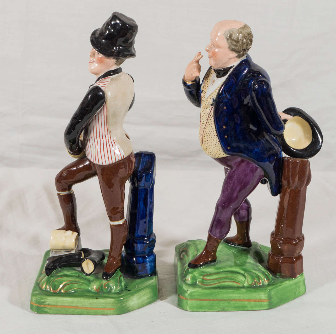 English Staffordshire Figures Dickens' Mr Pickwick & Sam Weller the Bootblack circa 1840