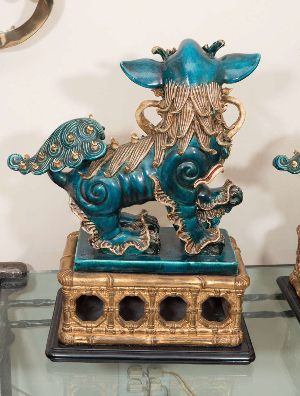 Pair of majolica dragon sculptures 2