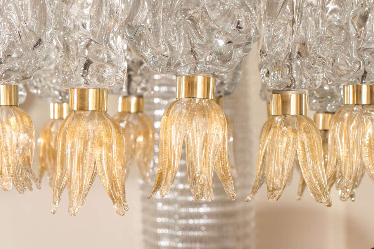 Murano Glass Tiered chandeliers composed of textured glass elements