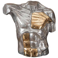 Polished nickel and brass torso sculpture