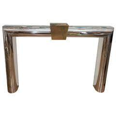 Polished stainless steel fire place surround