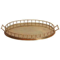 Polished Oval Brass Faux Bamboo Tray